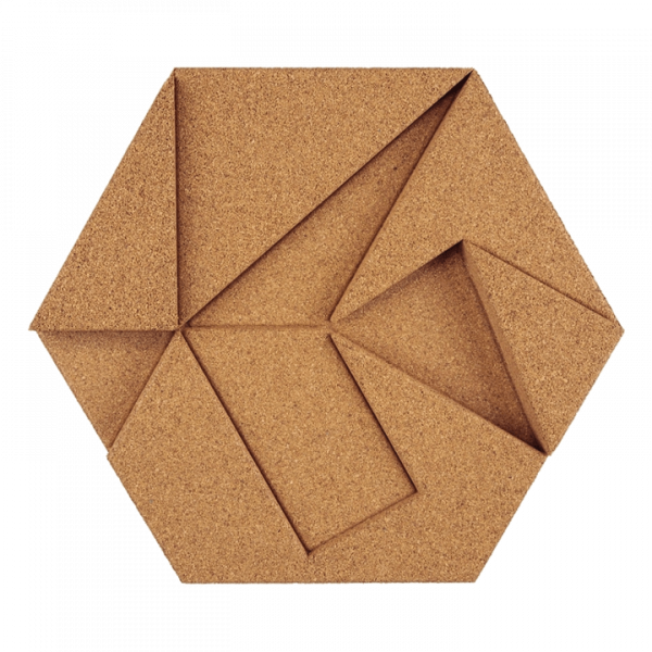 Kork-Hexagon unbegrünt natur, 22er Pack in Boxen